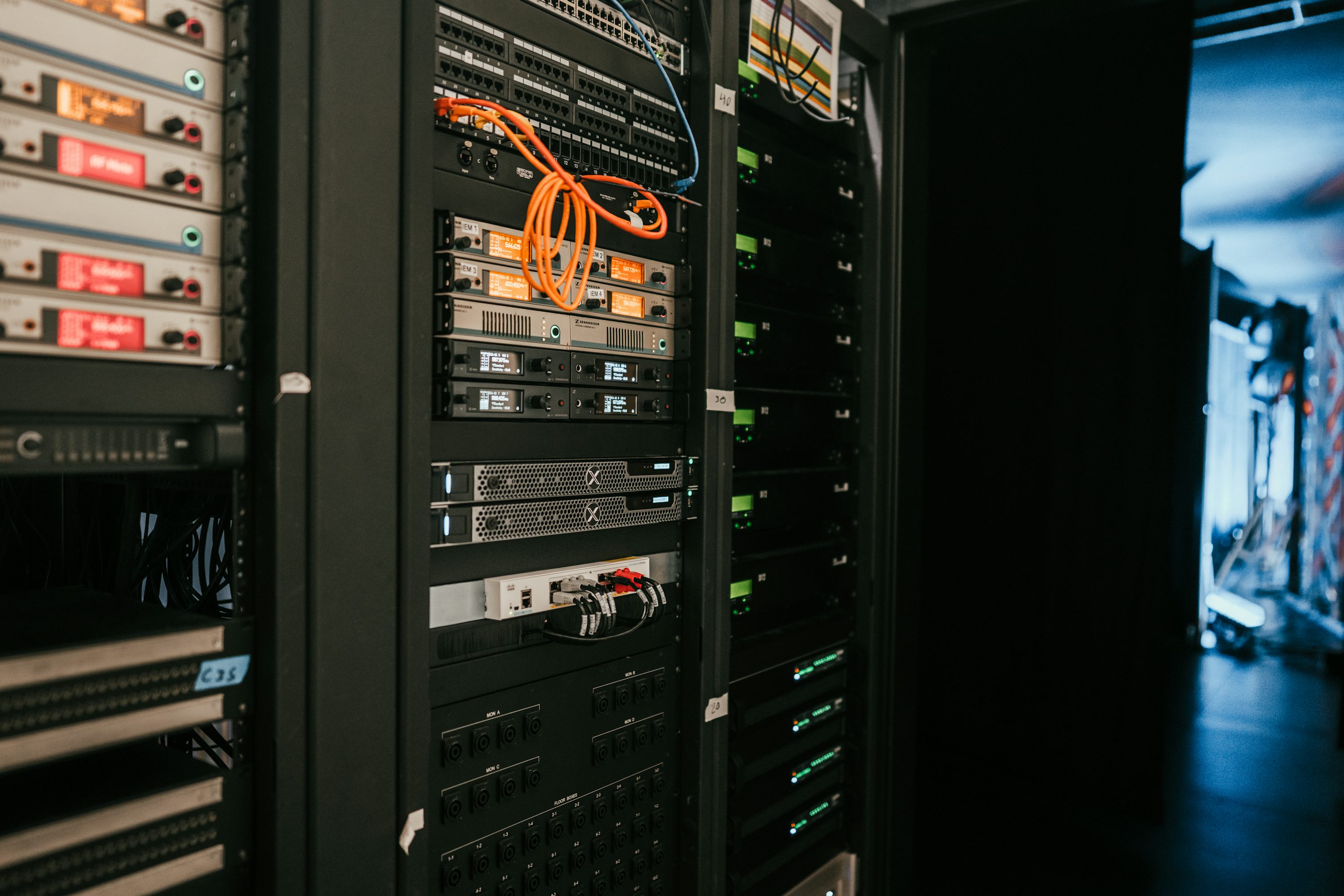 Server racks in a data center